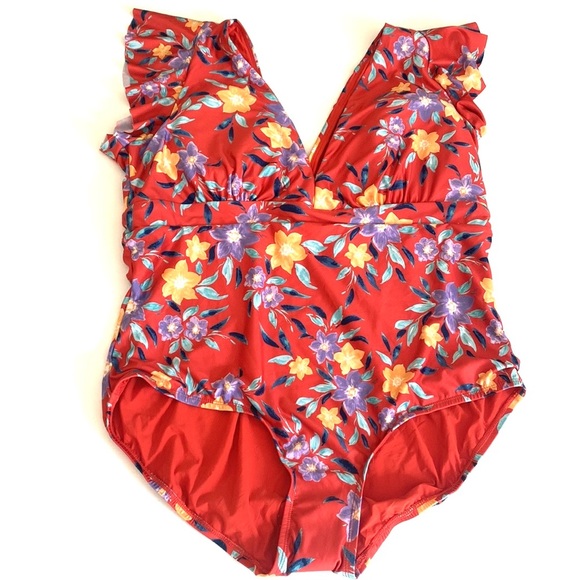 (B21) NEW ModCloth The Kelsie One-Piece Floral Swimsuit, Size Small, NWT - Picture 4 of 11